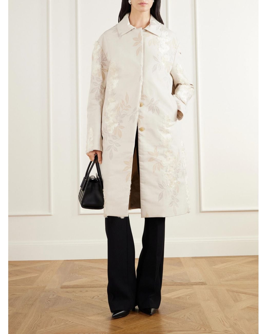 Kallmeyer White Floral-Jacquard Coat