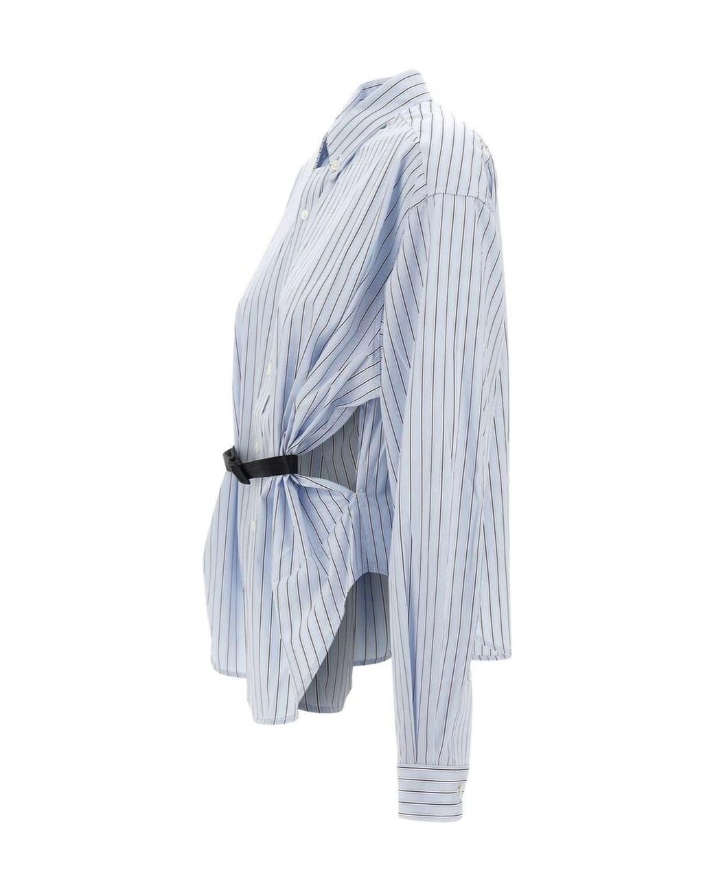 VAQUERA Blue Belted Cut-Out Stripe Shirt