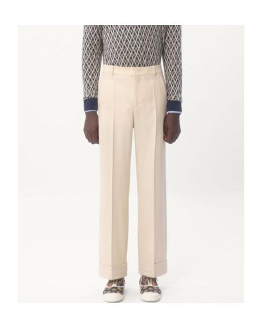 Valentino Natural Turn-Up Hem Wide Leg Trousers for men