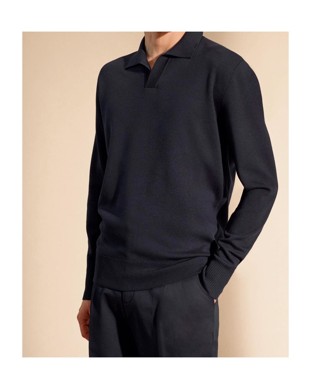 Loro Piana Blue Buttonless Polo Shirt for men