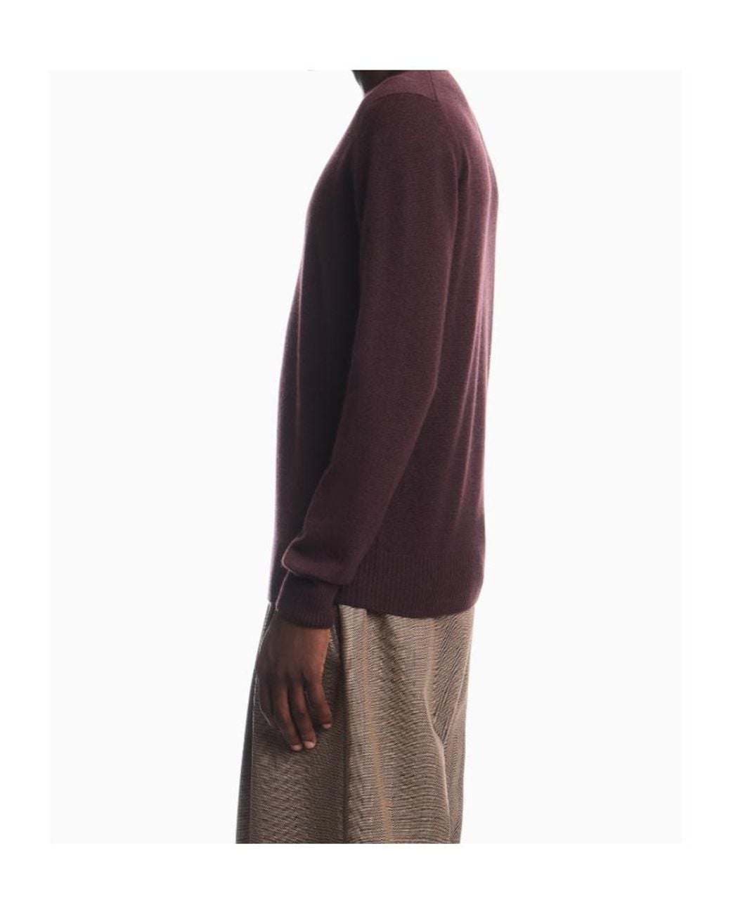 Emporio Armani Purple Crew-Neck Ribbed-Trim Sweater for men