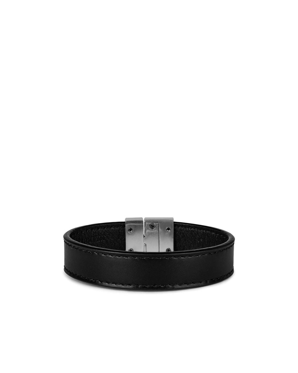 Saint Laurent Black Logo Buckle Bracelet for men