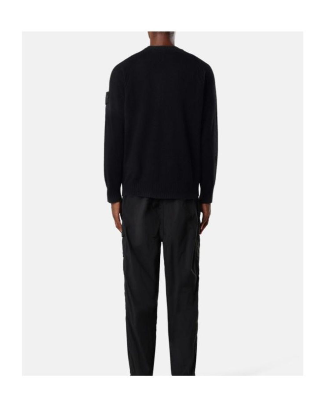 Stone Island Black Regular-Fit Crewneck Jumper With Raglan Sleeves for men