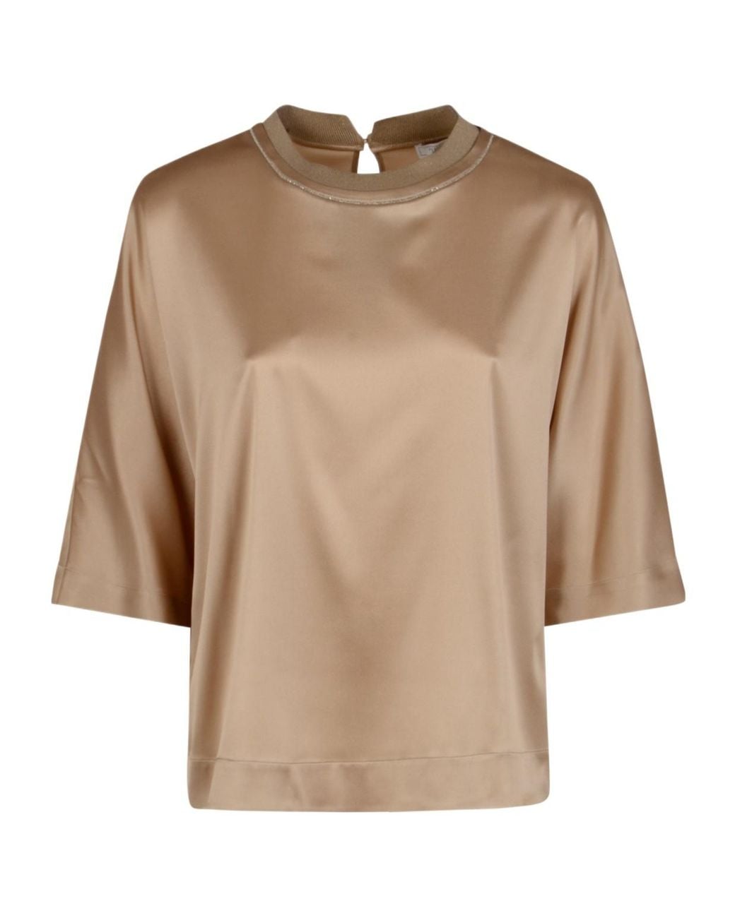 Peserico Brown Boxy Satin Top