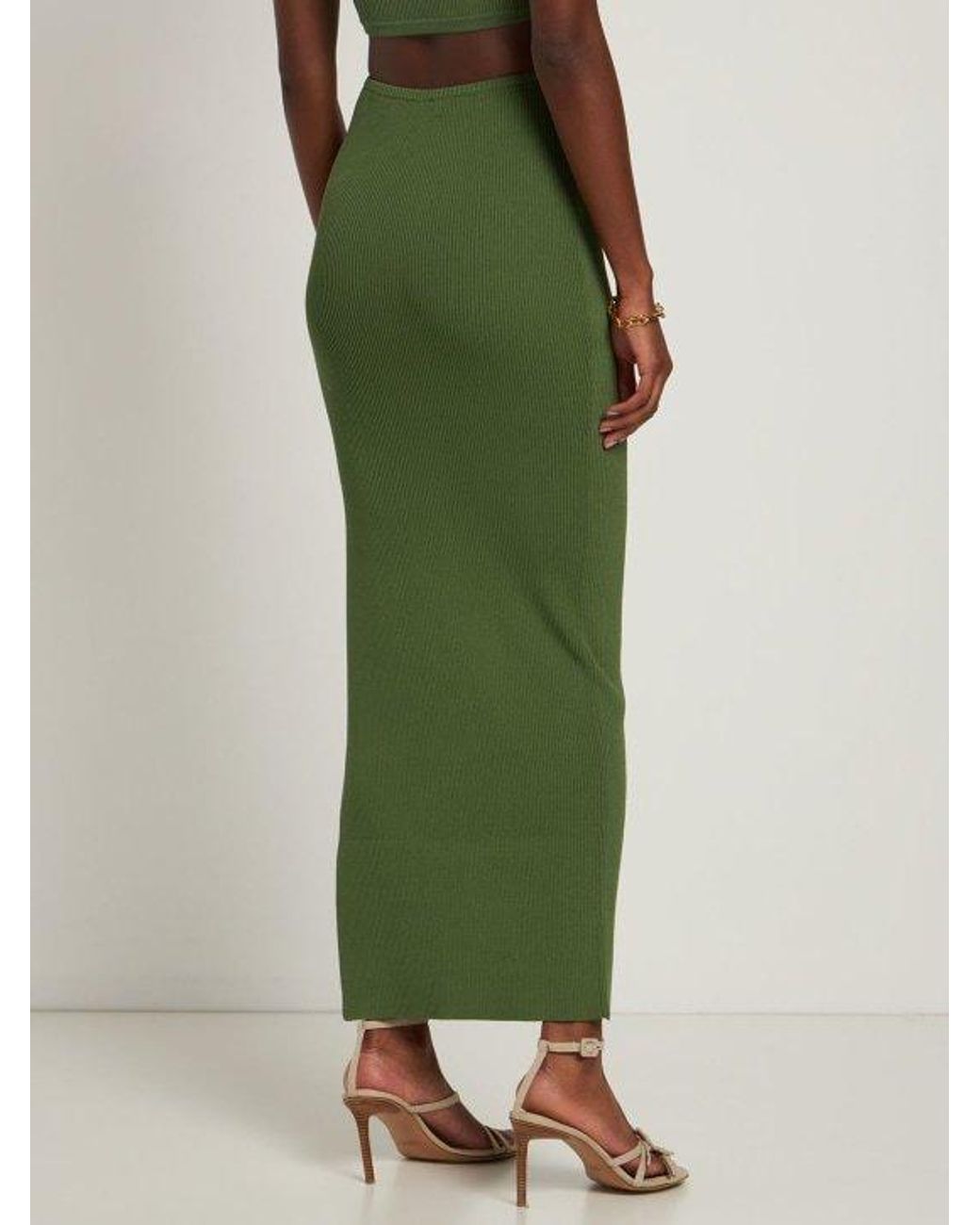 Christopher Esber Green Rib Cutout Long Skirt