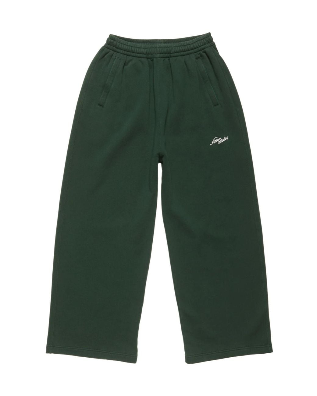 Acne Green Fleece Logo Sweatpants for men