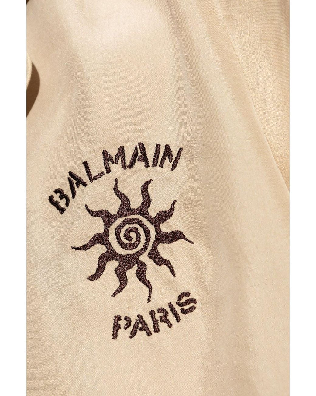 Balmain Natural Embroidered Camp-Collar Shirt for men