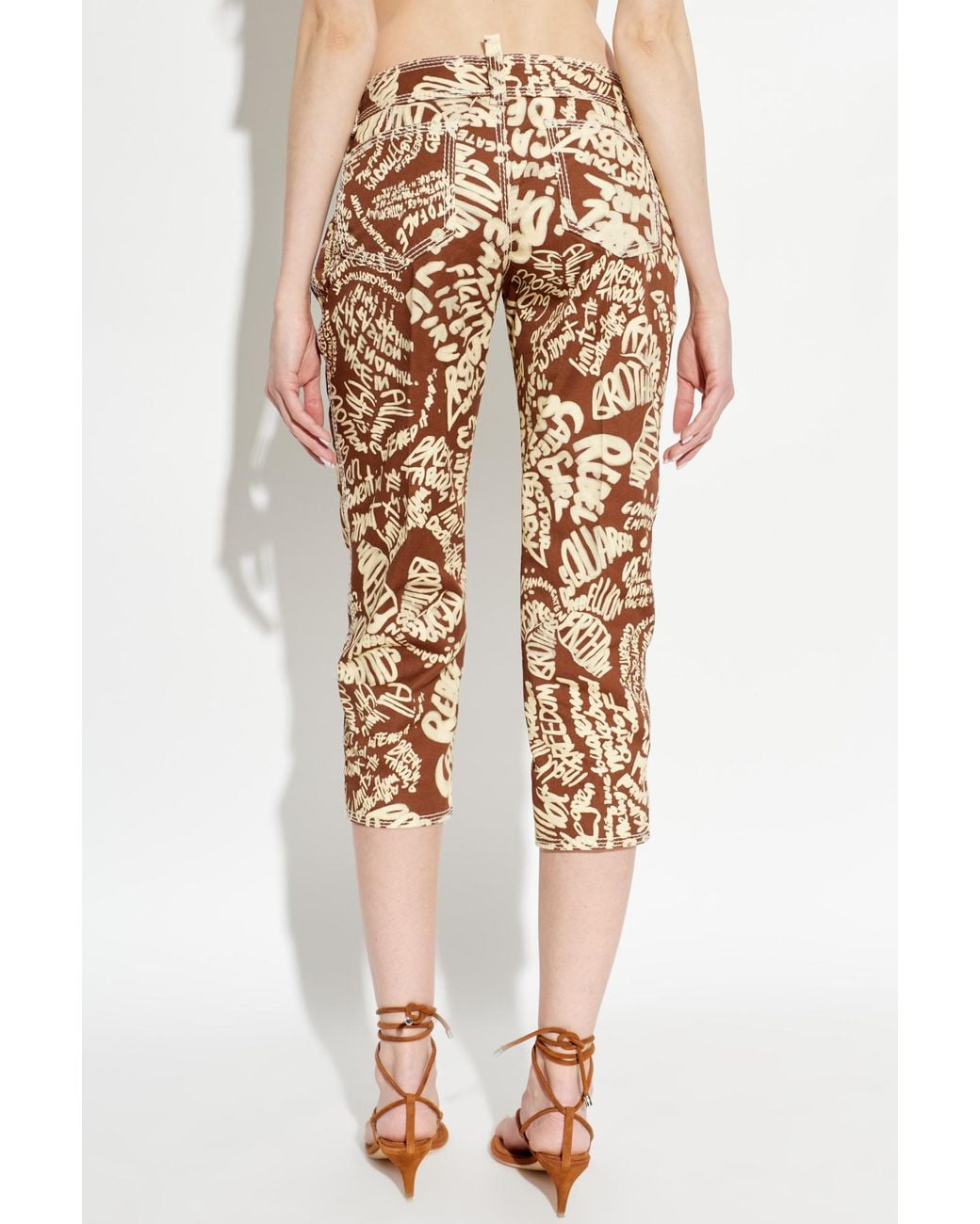 DSquared² Natural Cropped Printed Jeans