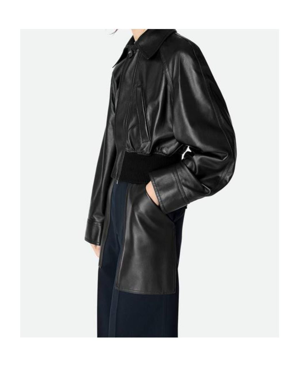 Bottega Veneta Black Zip-Up Leather Blouson