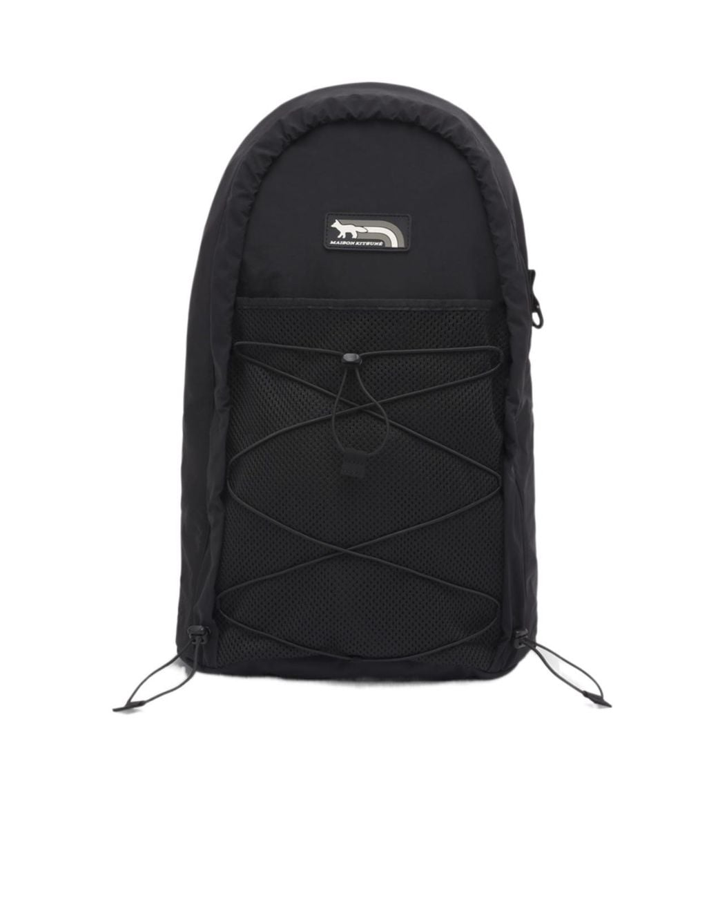 Maison Kitsuné Maison Kitsuné Flash Fox Patch Zipped Backpack in Black ...