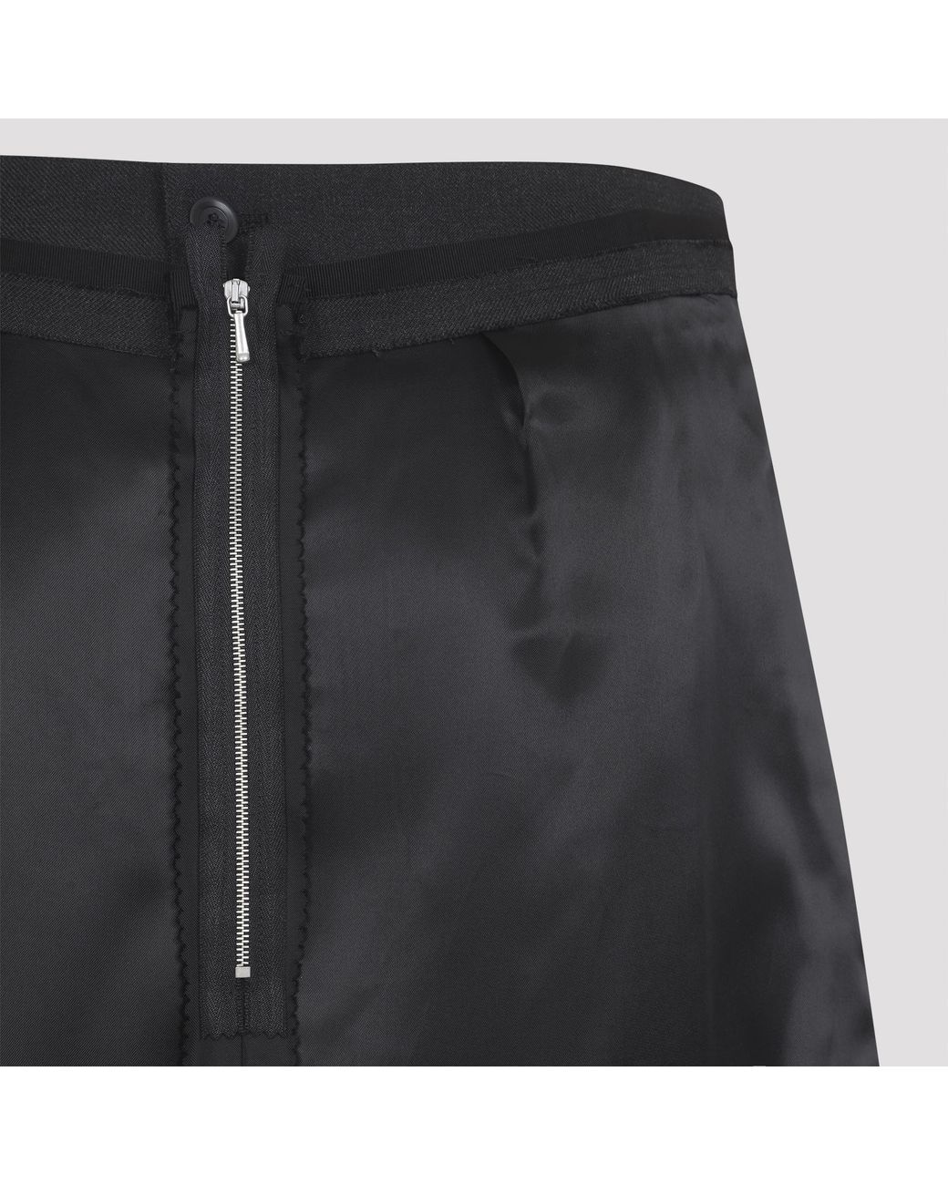 Maison Margiela Black Raw Hem Midi Skirt