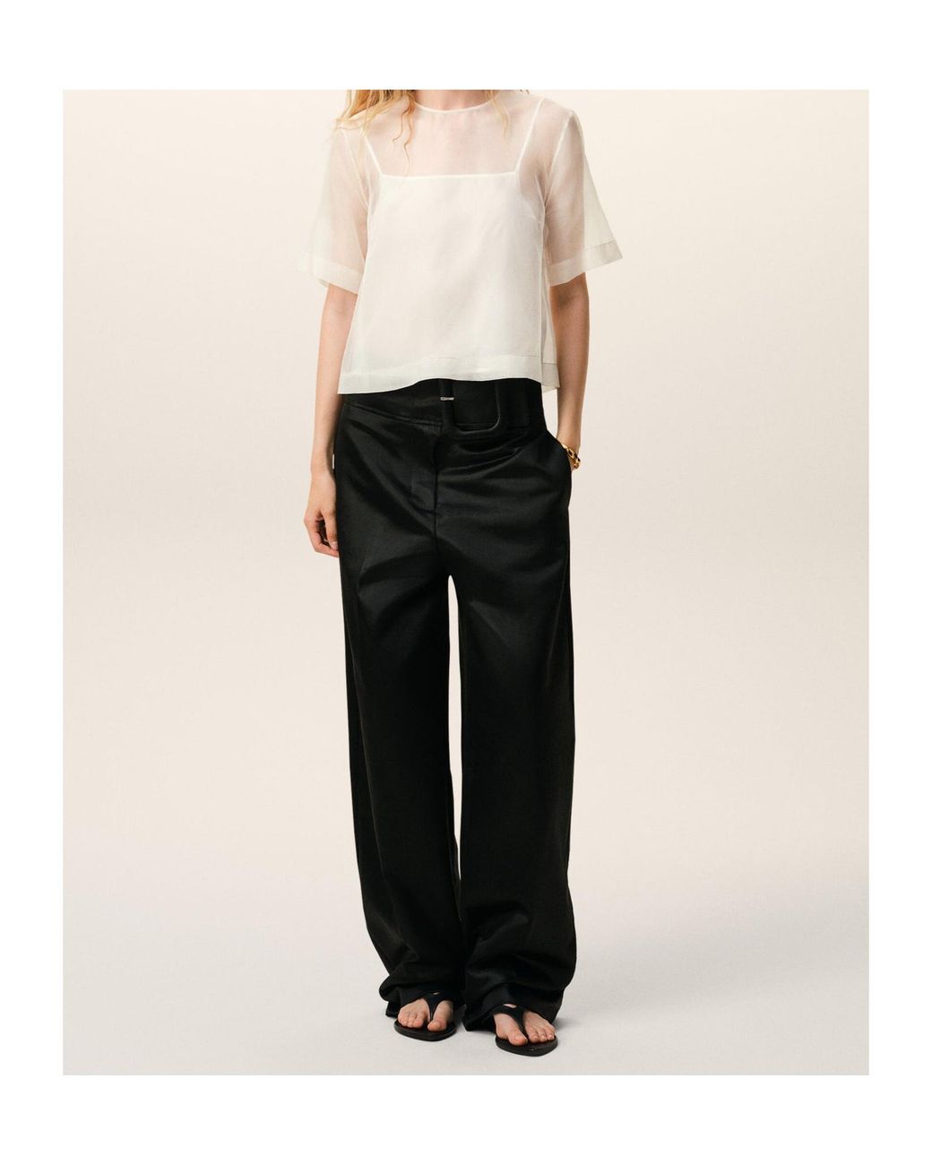 AMI White Sheer Top