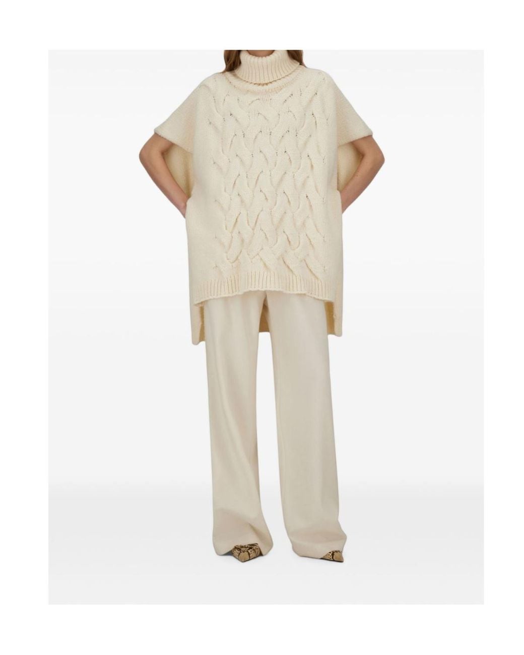 Herno White Regular Fit Wide Leg Pants