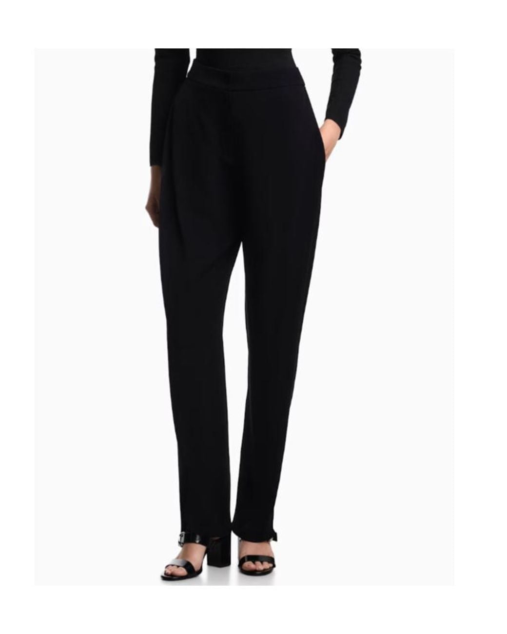 Emporio Armani Black Relaxed Pleated Pants