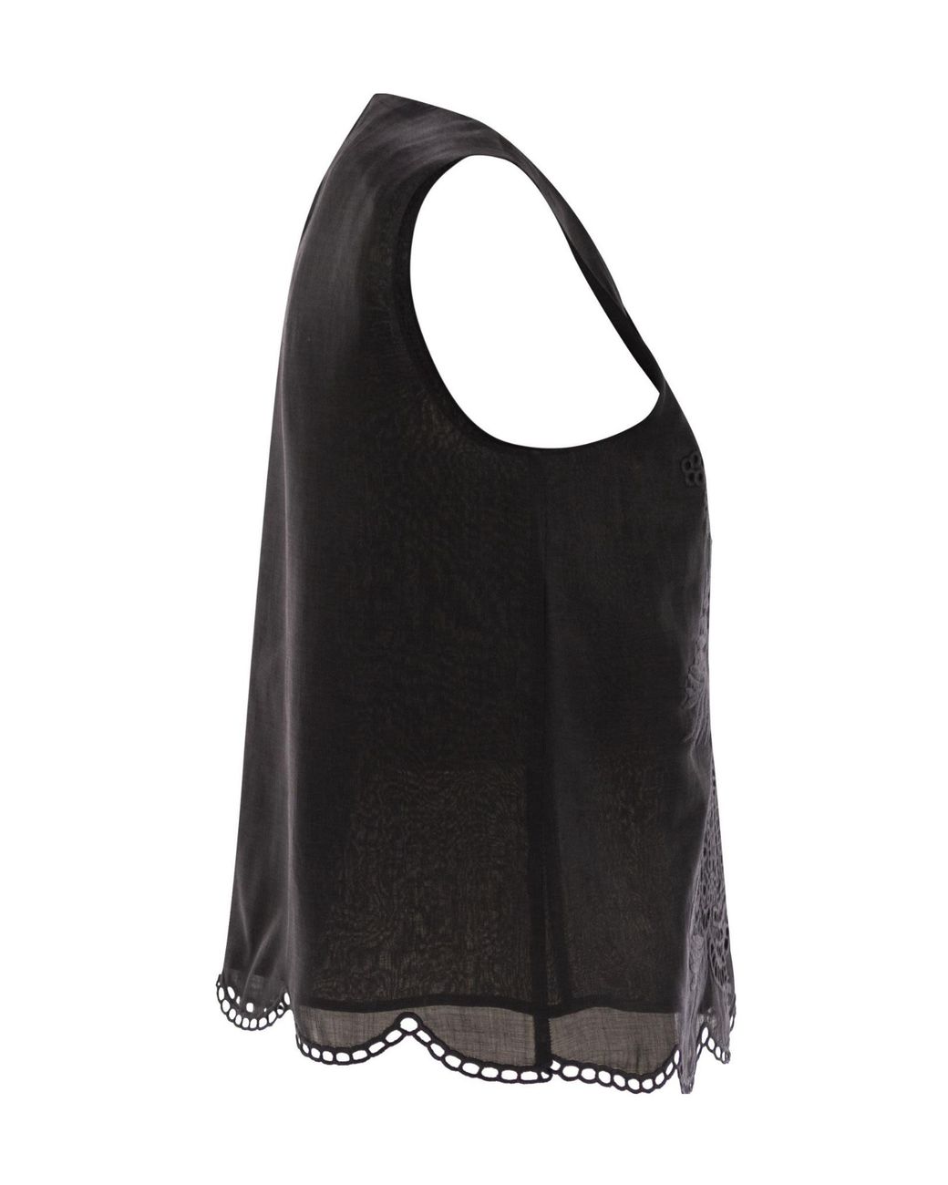 Max Mara Black Studio Efeso Embroidered Sleeveless Top