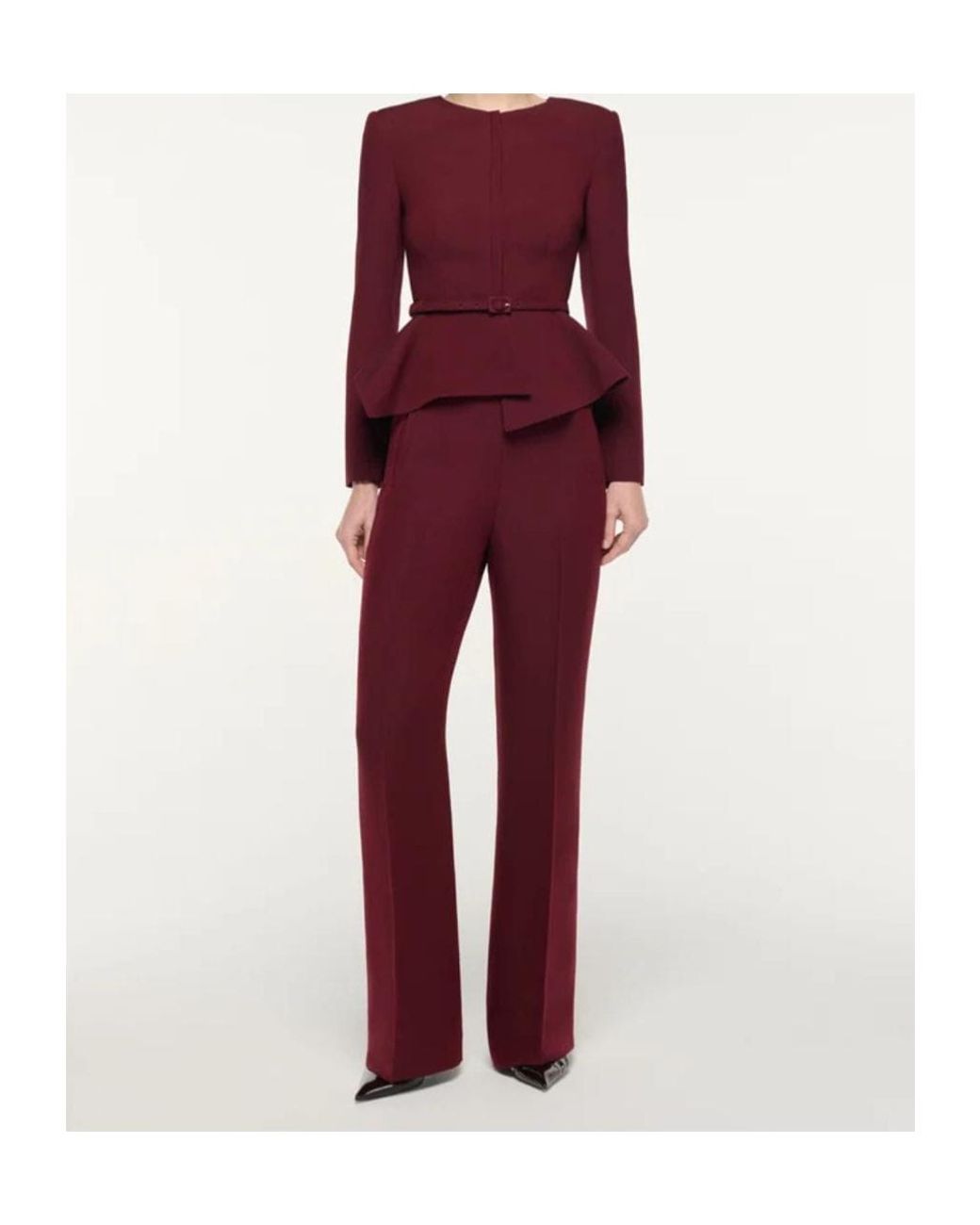 Roland Mouret Red Wide-Leg Silk-Blend Trousers