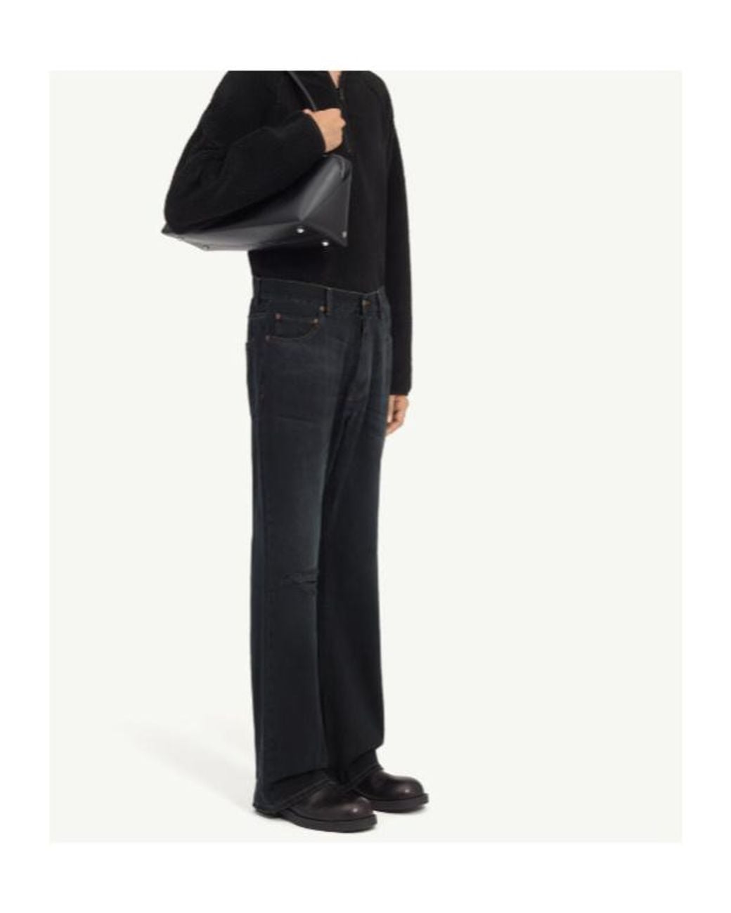 MM6 by Maison Margiela Black Distressed Tapered-Leg Jeans for men