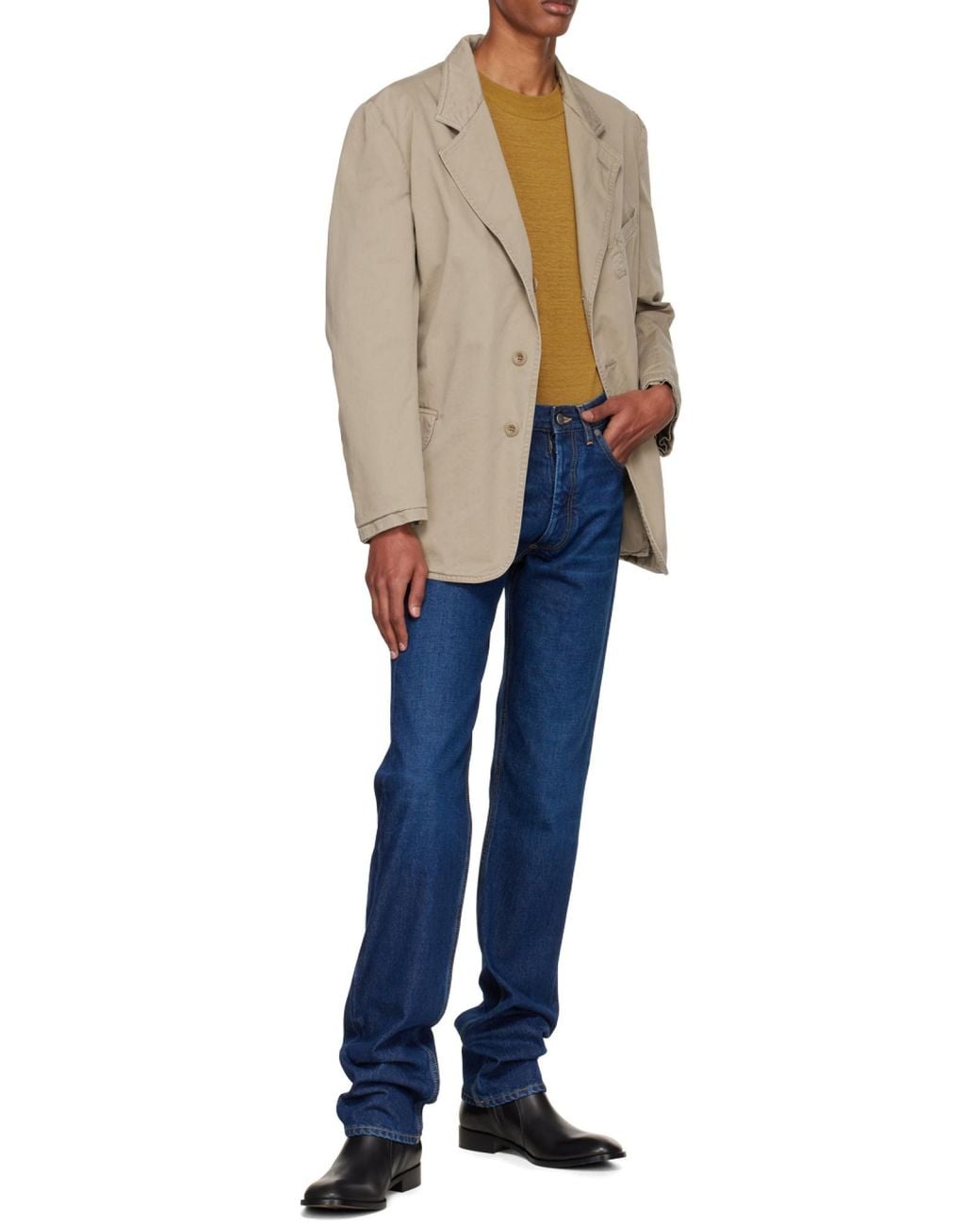 Maison Margiela Natural Notched-Lapels Single-Breasted Blazer for men