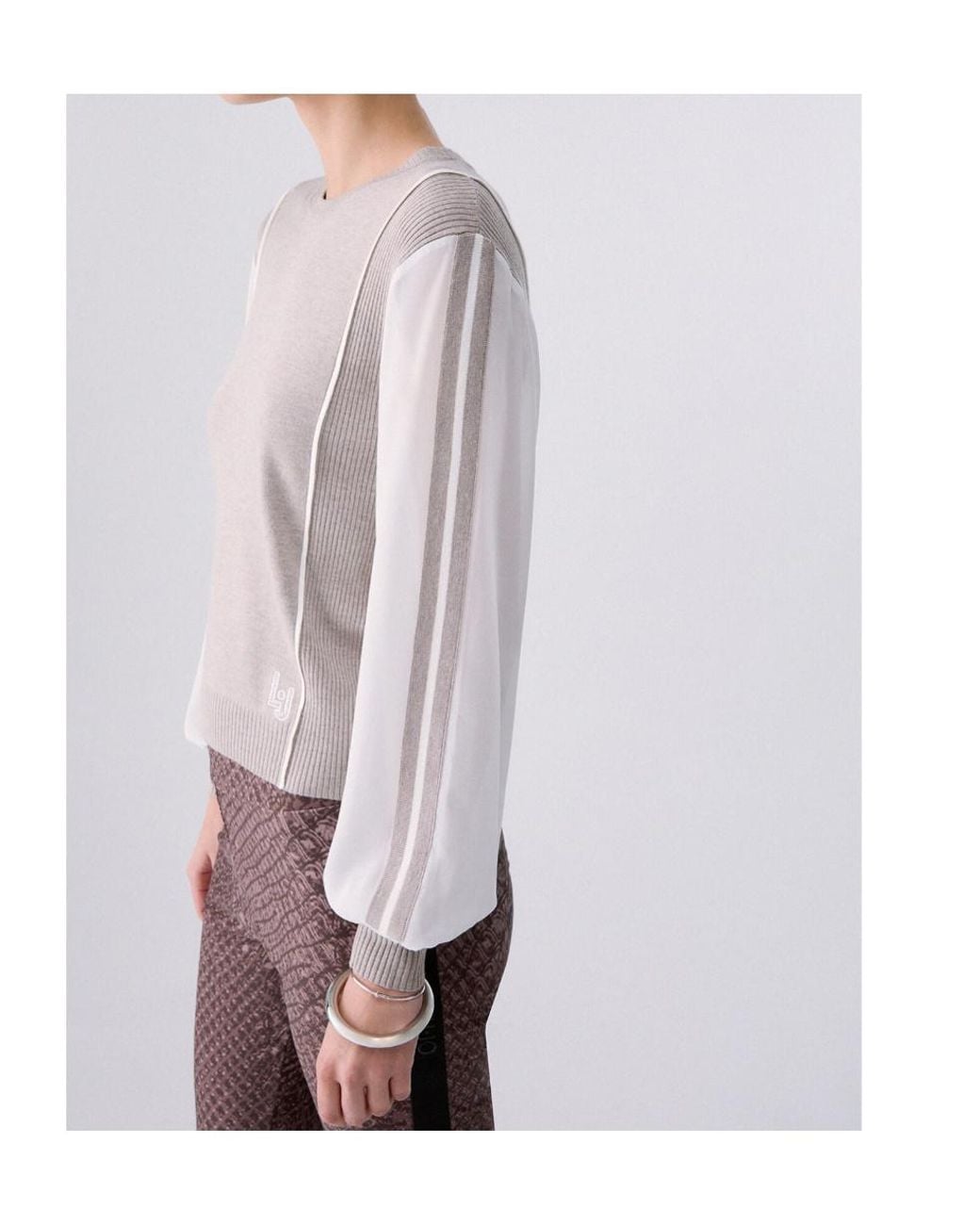 Liu Jo Gray Round-Neck Sweater