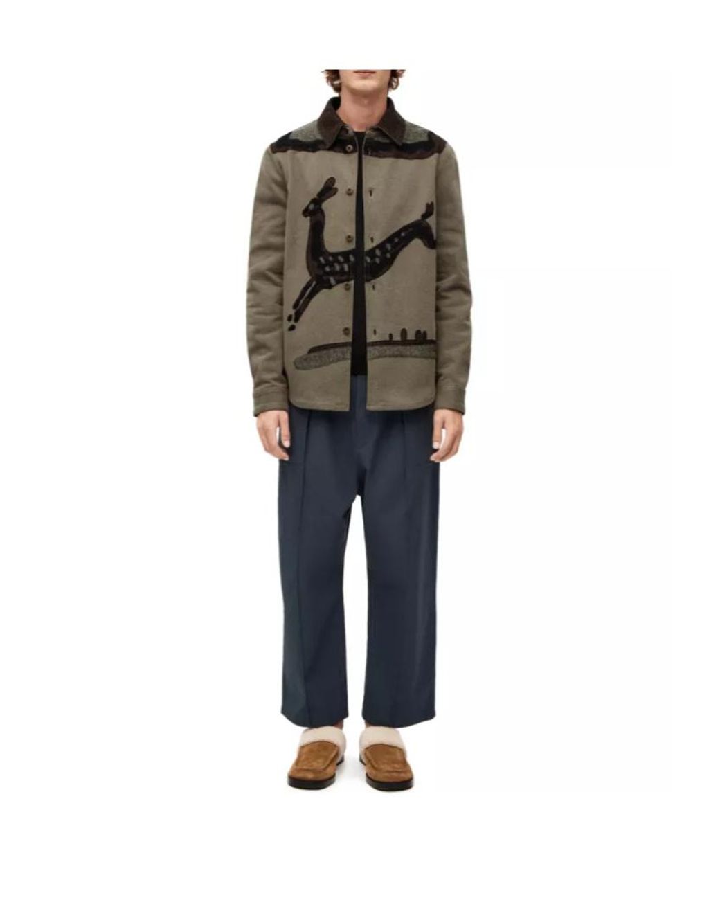 Loewe Brown Deer Intarsia Overshirt for men