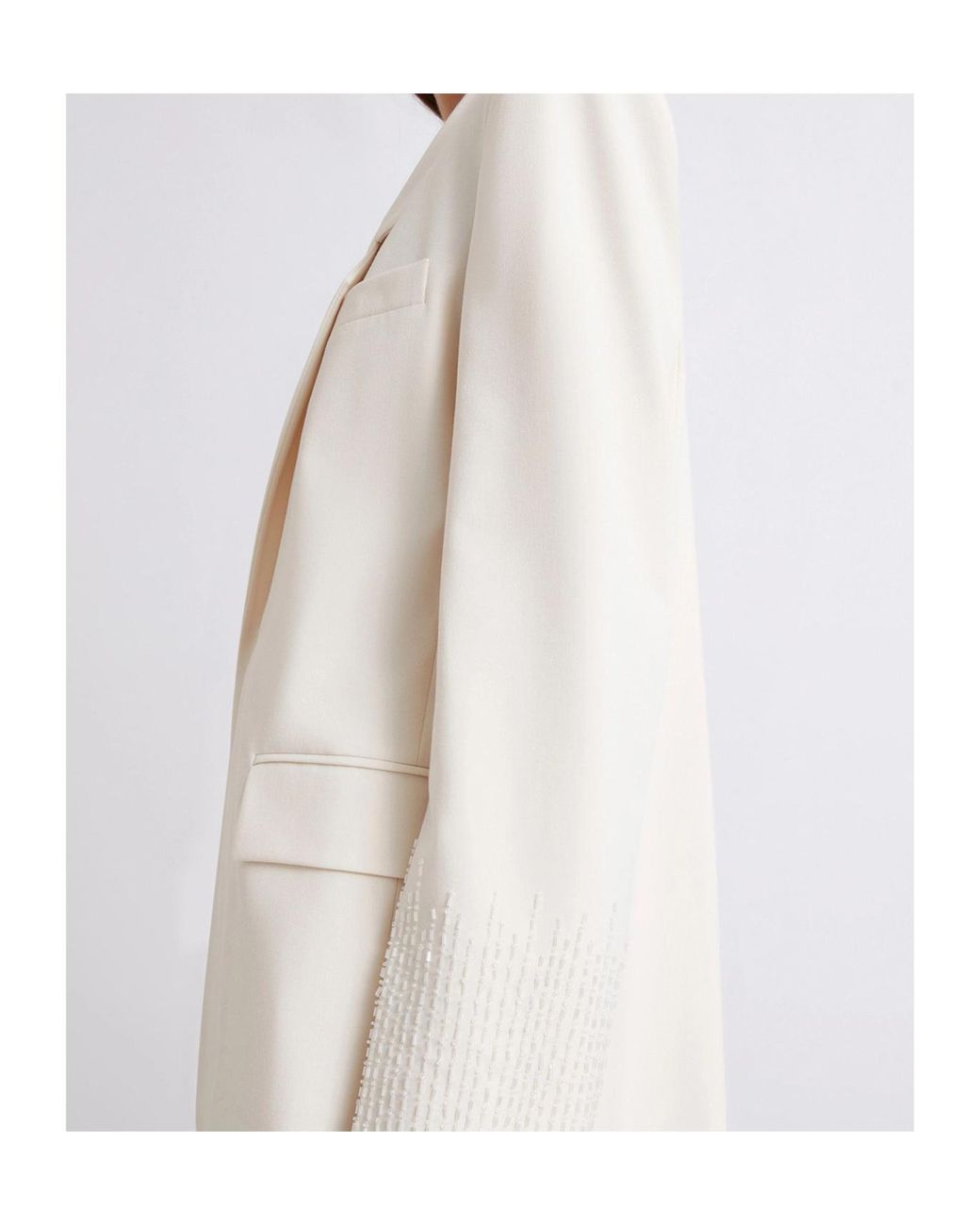 Marella White Straight-Fit Stretch Canvas Blazer