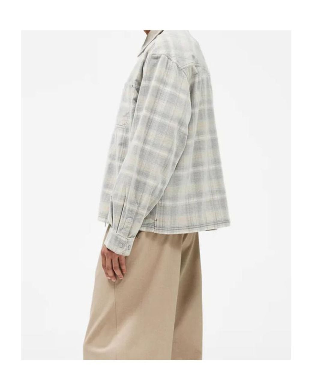 Represent Gray Check Corduroy Zip Shirt for men