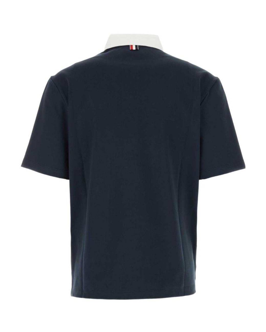 Thom Browne Blue Logo Patch Polo Shirt for men