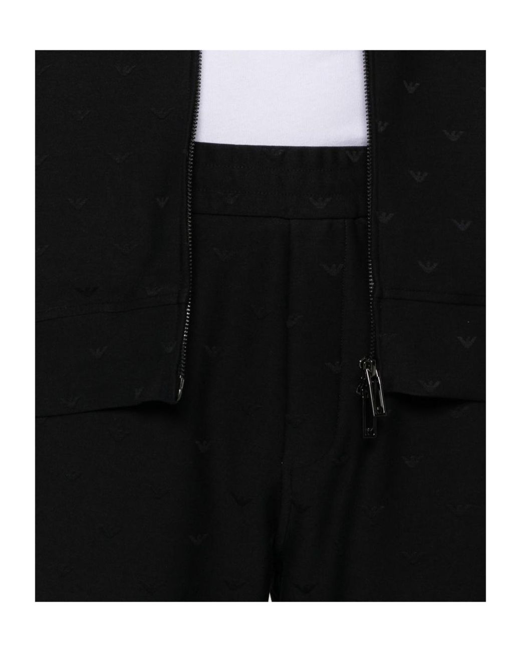Emporio Armani Black Elastic Waist Sports Pants for men