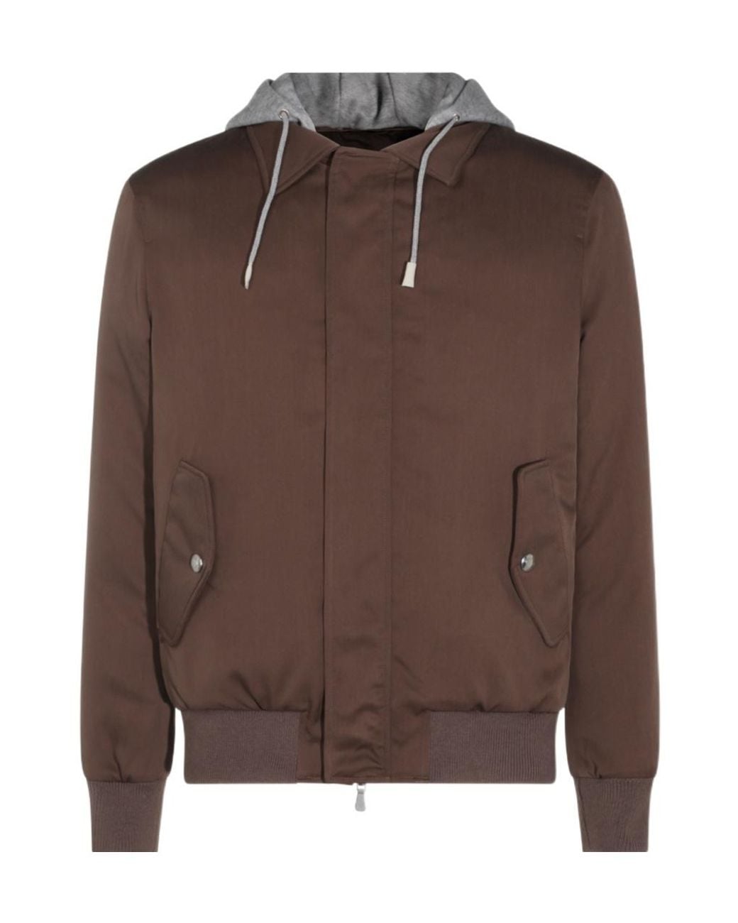 Eleventy Brown Drawstring Hooded Jacket for men
