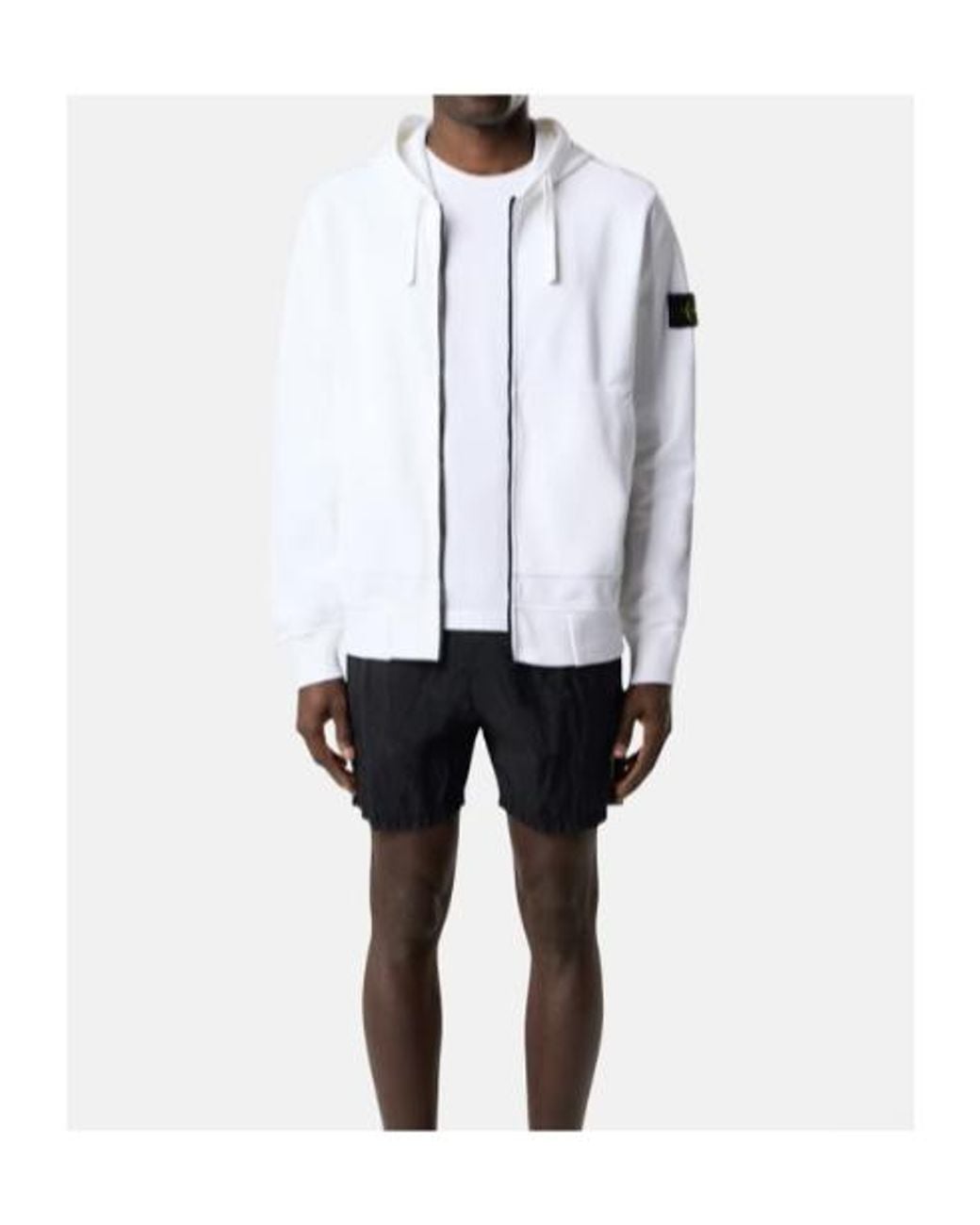 Stone Island White Regular-Fit Zip-Up Hooded Sweatshirt With Pockets for men