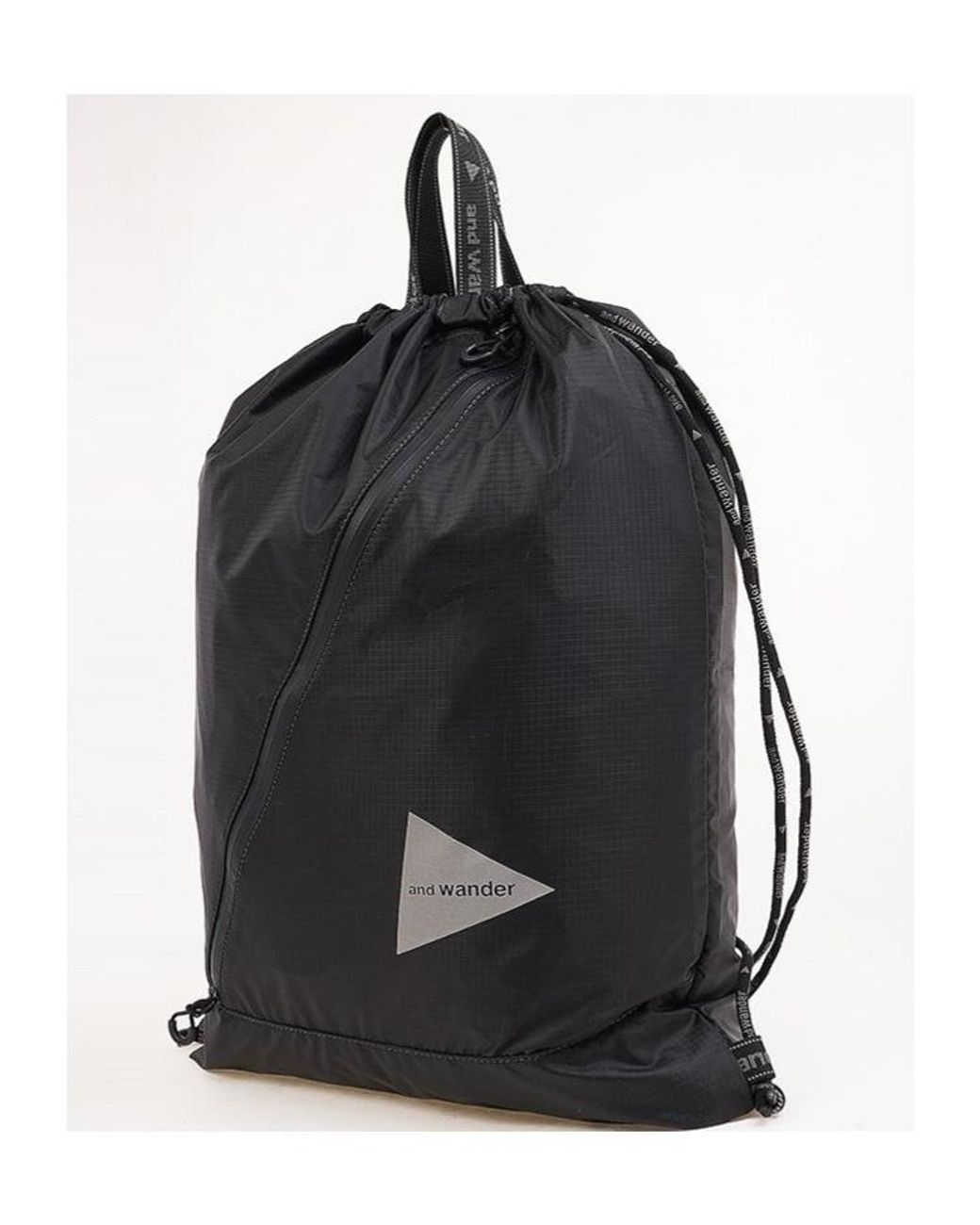 And Wander Black Drawstring Tote Bag for men
