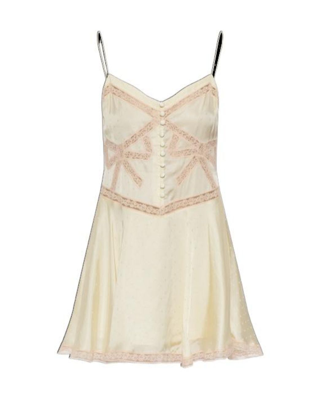 Self-Portrait Natural Lace-Trim Polka-Dot Mini Dress