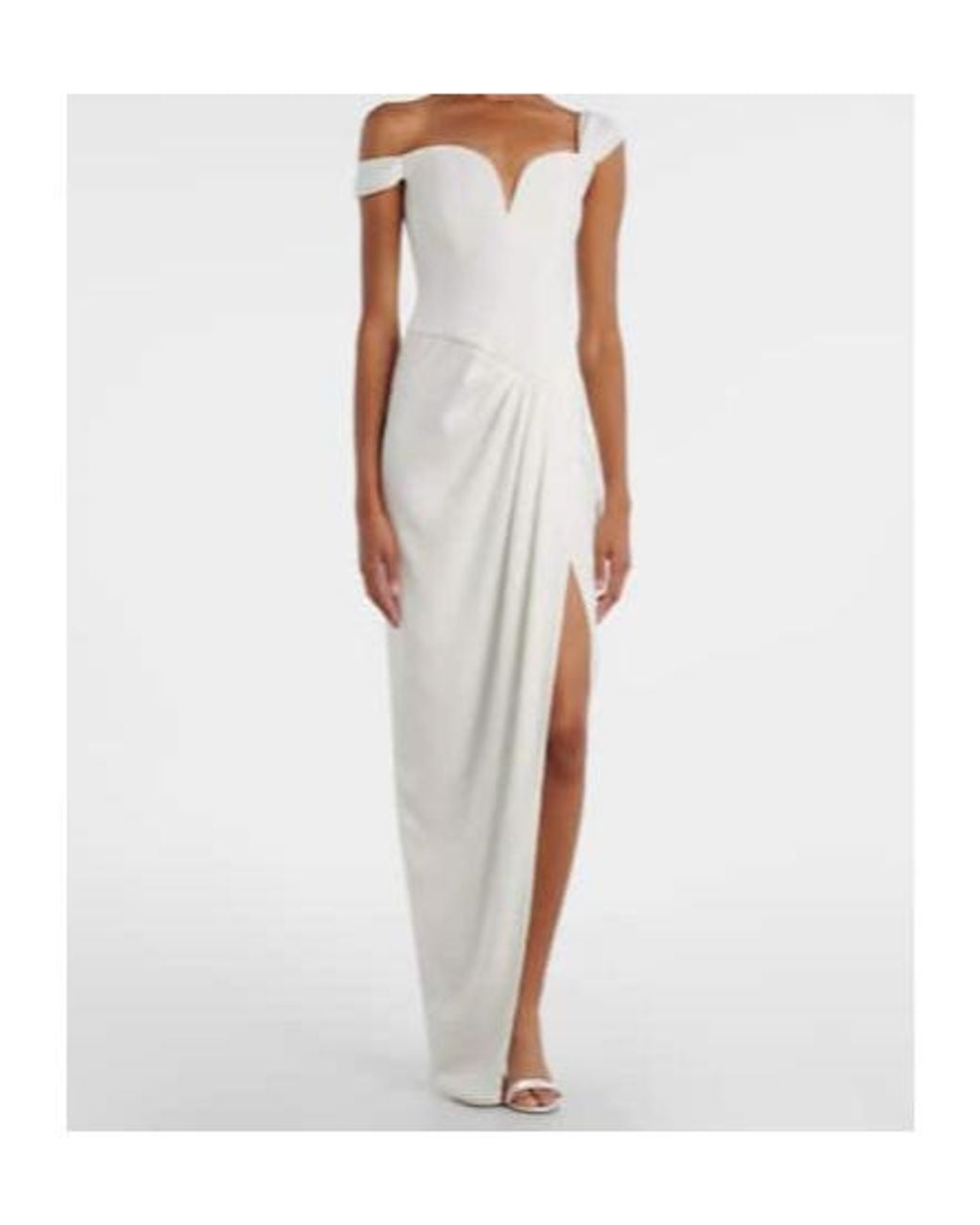 Alex Perry White Bridal Draped Off-Shoulder Crepe Corset Gown
