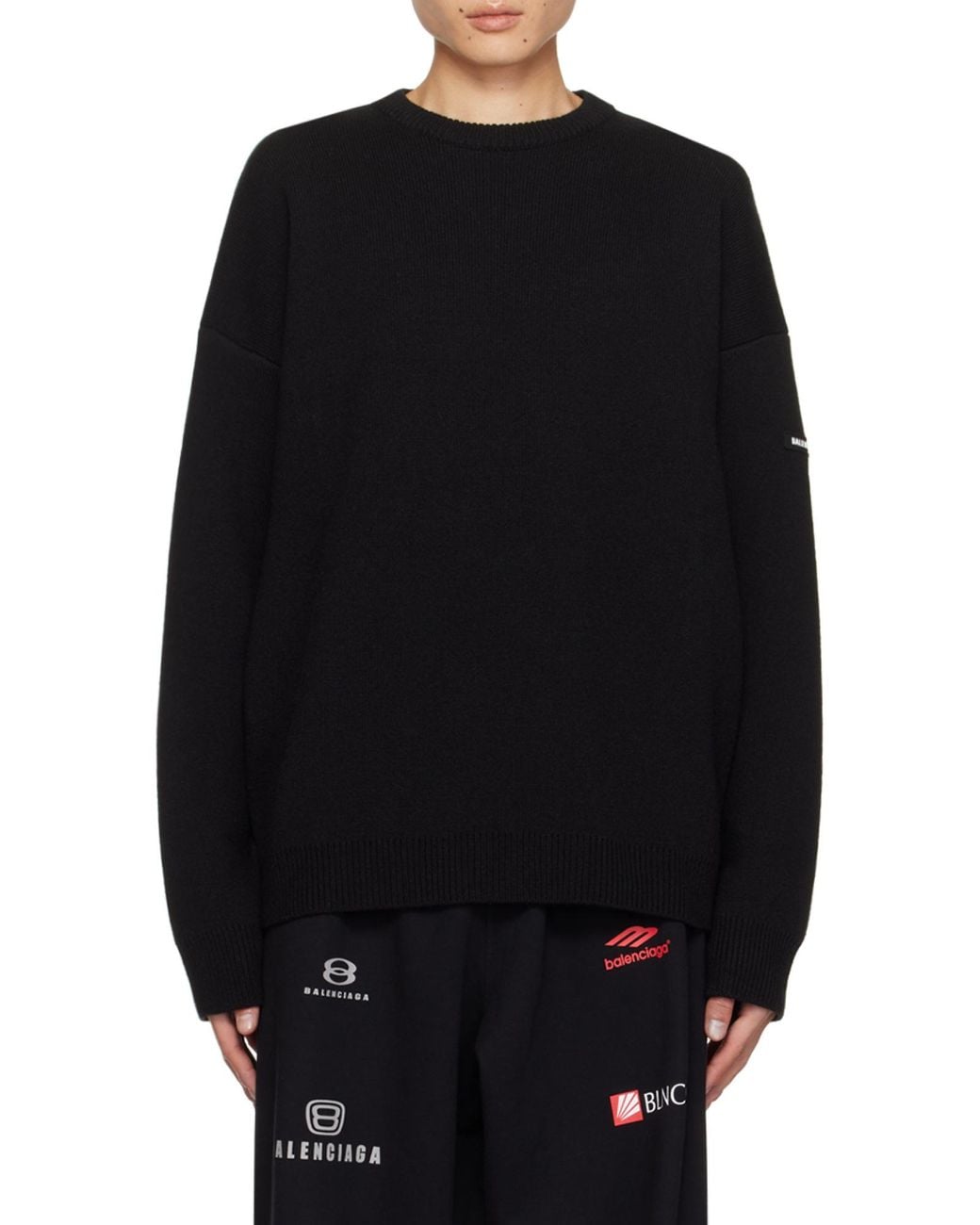 Balenciaga Black Logo Patch Knitted Jumper for men