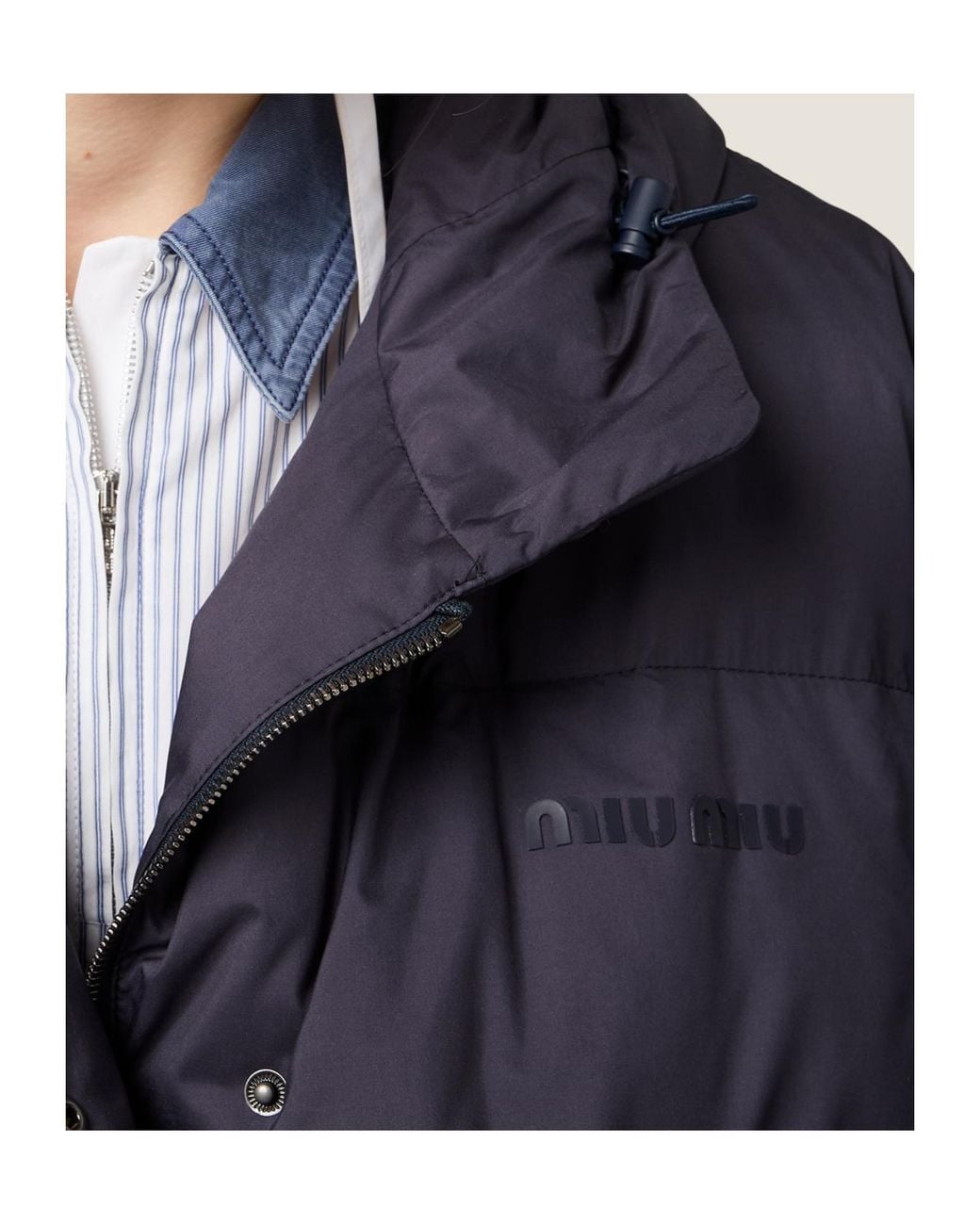 Miu Miu Blue Medium-Weight Technical Pongé Down Jacket