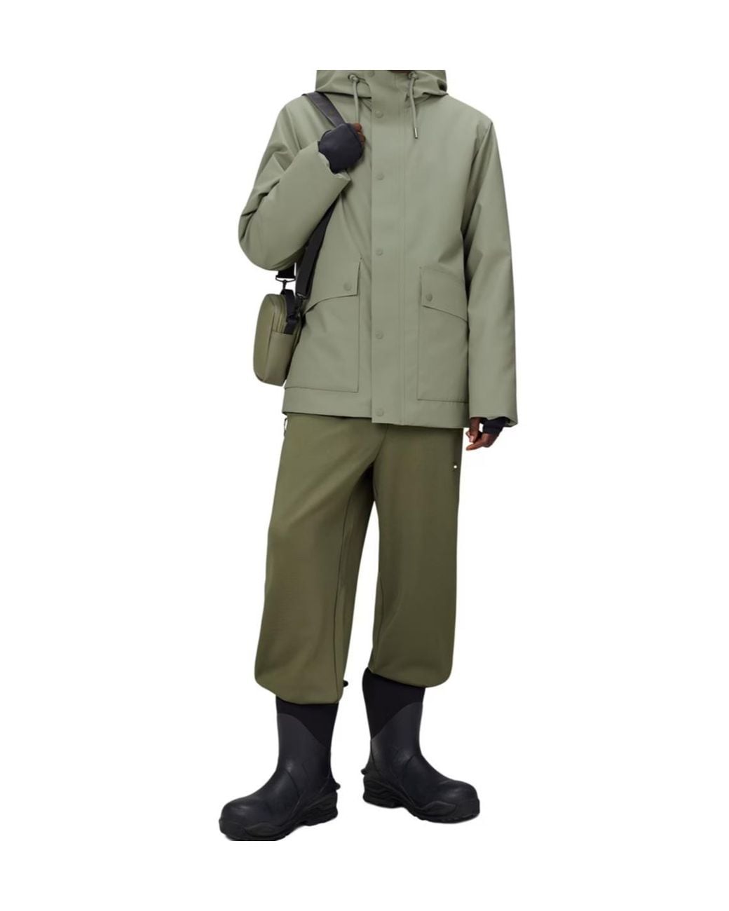 Rains Green Long-Sleeved Snap-Button Casual Jacket for men