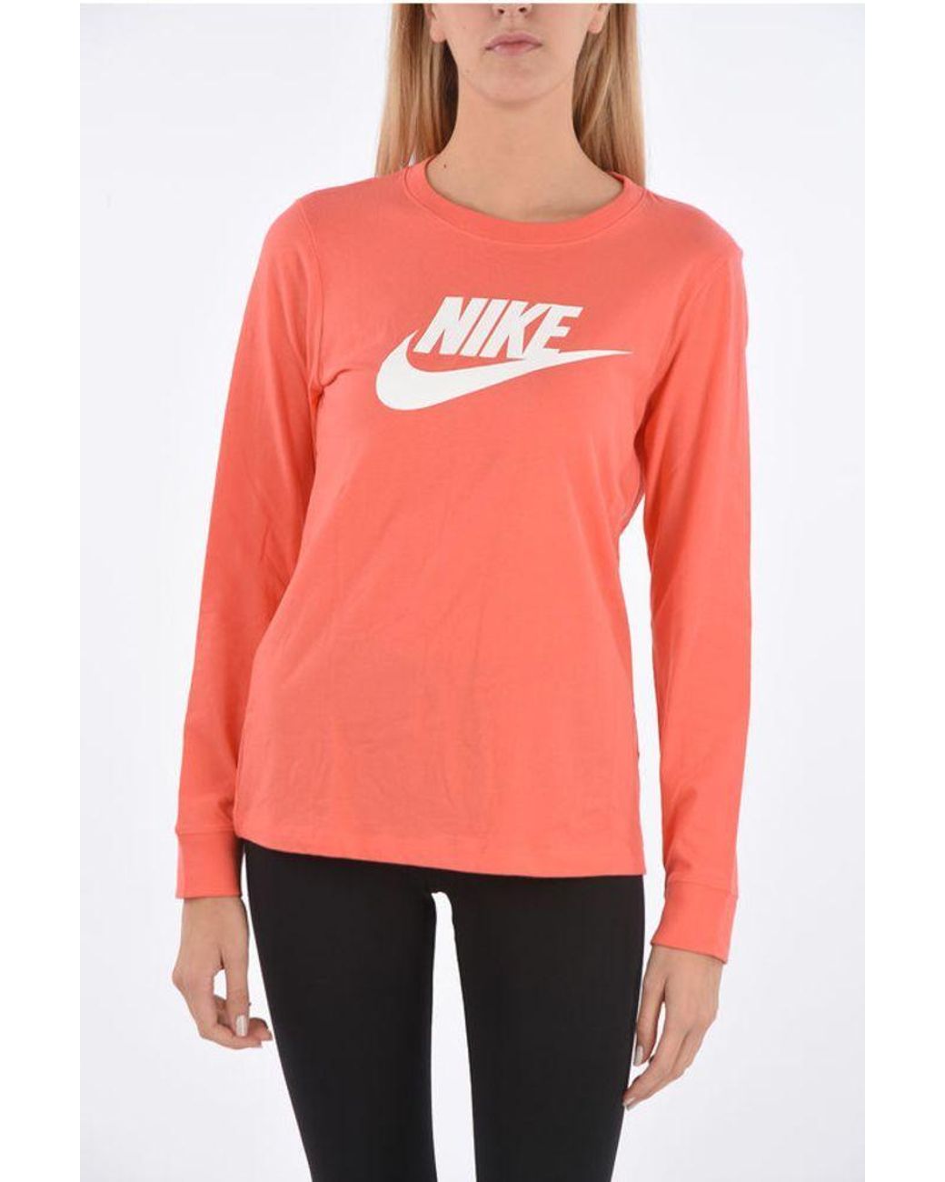Nike Red Logo-Print Long-Sleeve T-Shirt