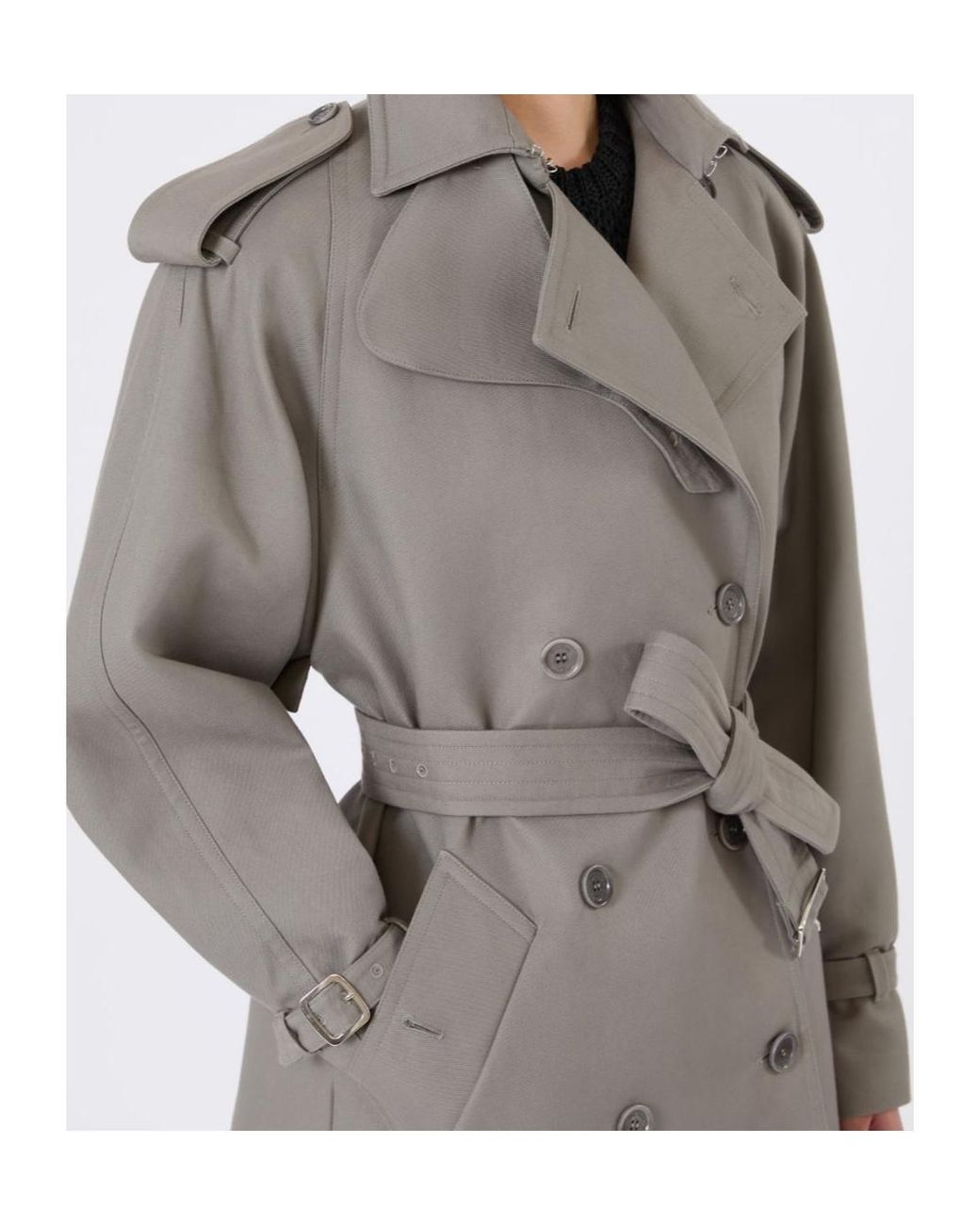 Max Mara Gray Double-Breasted Belted Coat