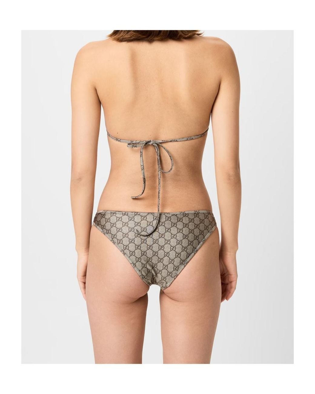 Gucci White Logo Nylon Gg Triangle Bikini Set