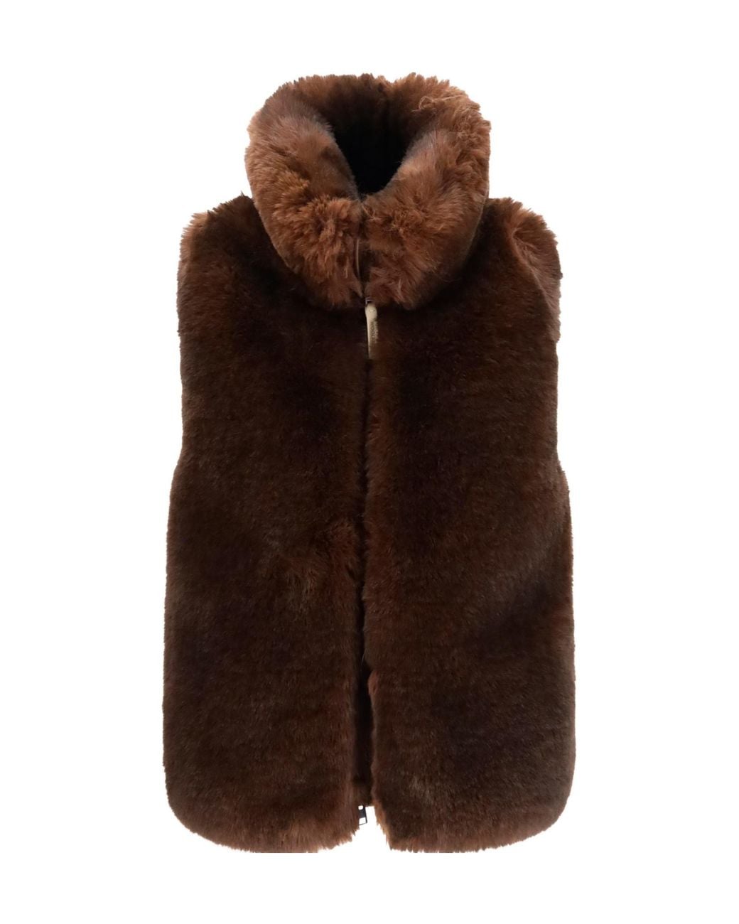 Woolrich Brown Quilted High-Neck Vest