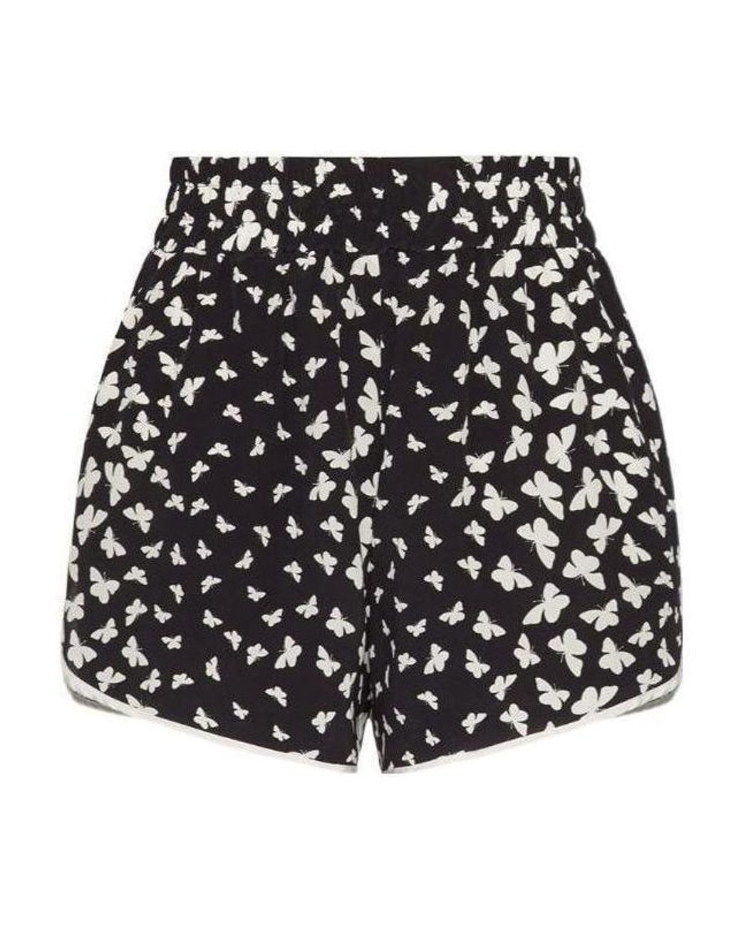 RED Valentino Black Butterfly Printed Elastic Waist Shorts