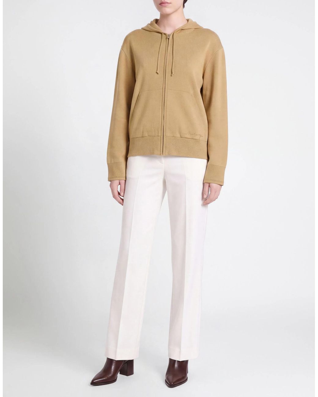 Burberry Natural Solid-Color Knitted Hooded Jacket