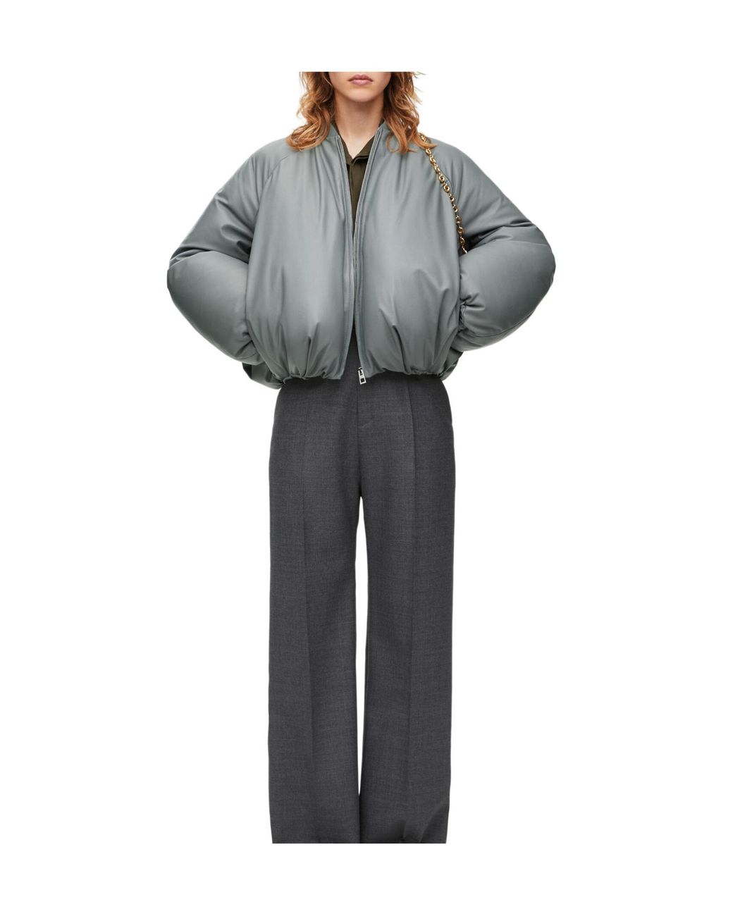 Loewe Gray Padded Bomber Jacket