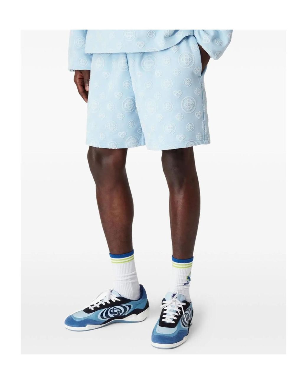 Casablanca Blue Monogram Print Shorts for men