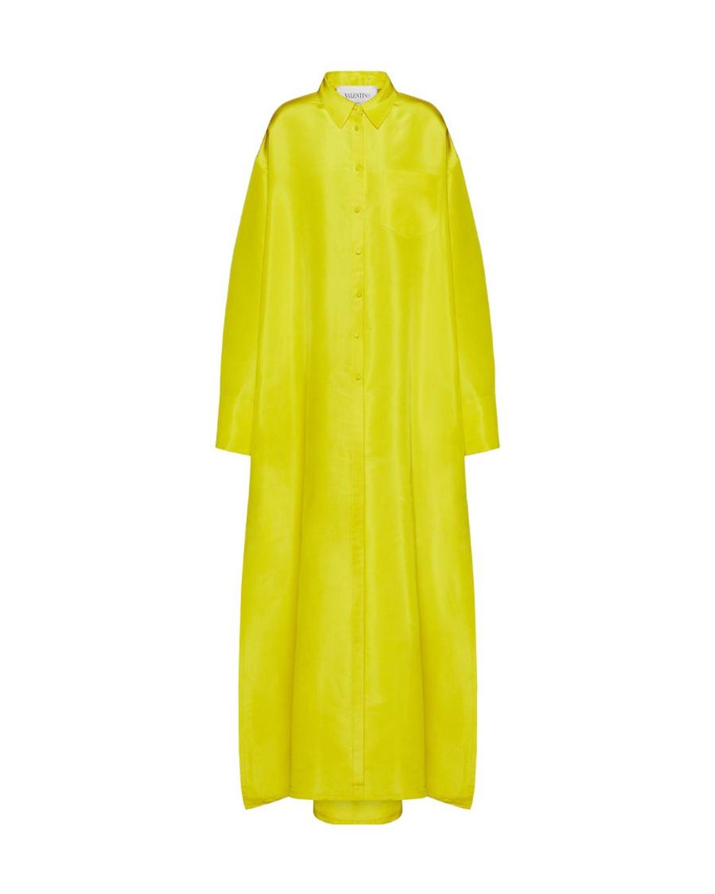 Valentino Yellow Button Long-Sleeved Dress