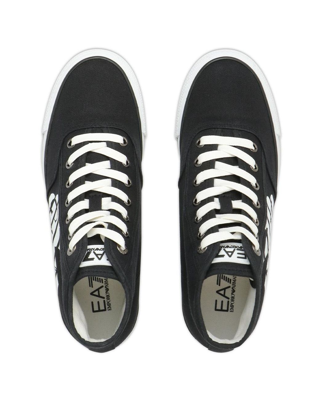 EA7 Black Logo High-Top Casual Sneakers for men