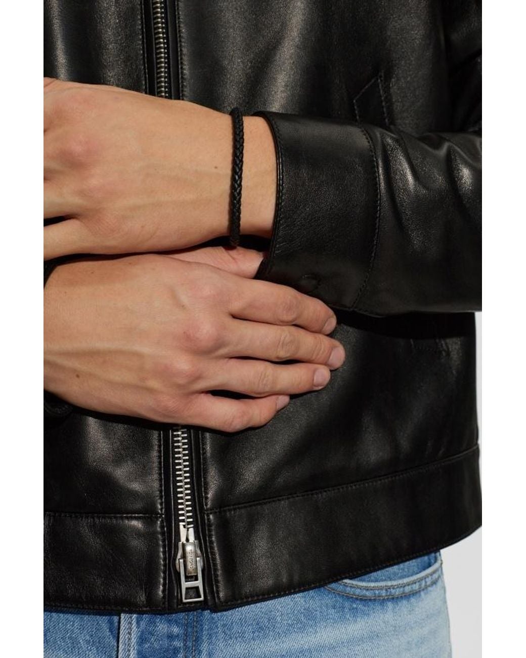 Tom Ford White Braided Leather Bracelet for men
