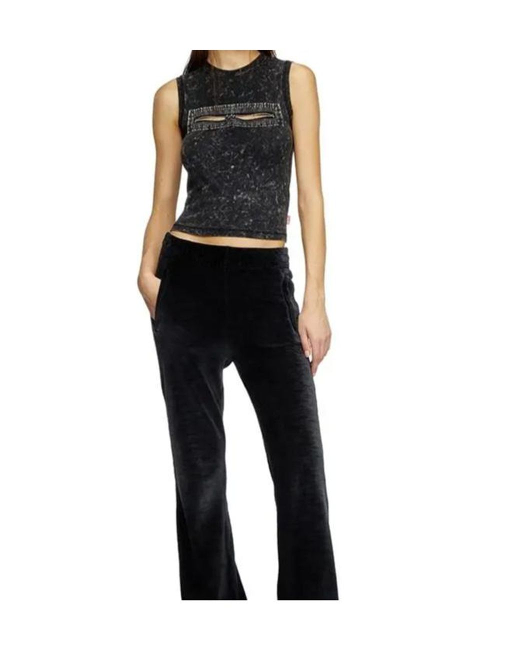 DIESEL Black T-Arted Ribbed Tank Top
