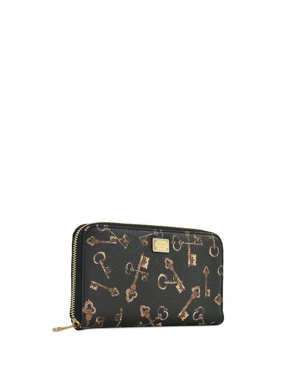 Dolce & Gabbana Black Printed Zipper Wallet