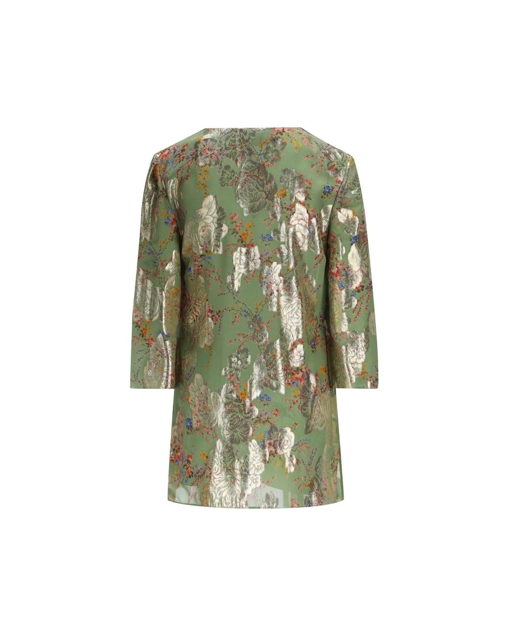 Valentino Green Draped Floral Jacquard Top